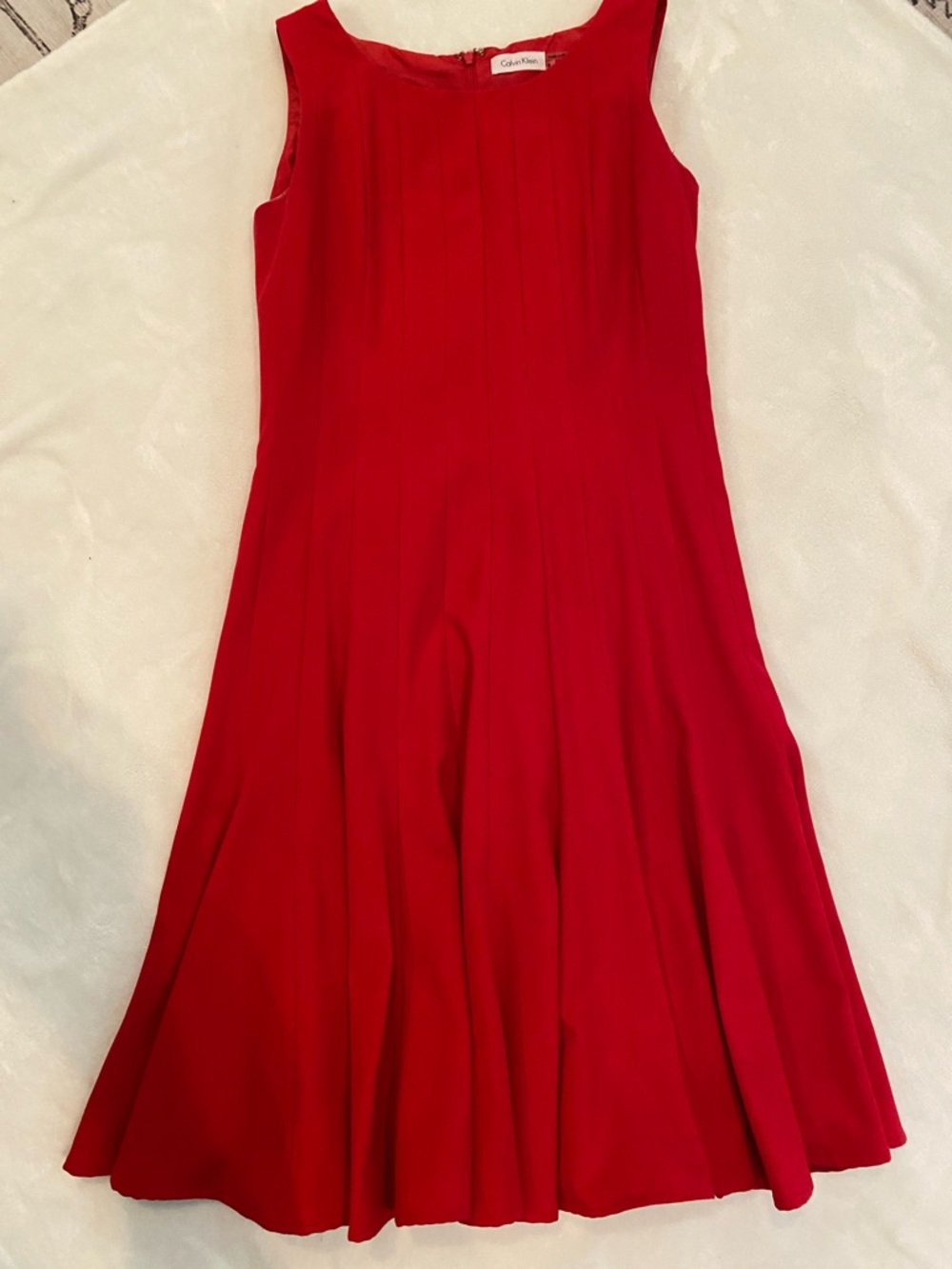 Calvin Klein Bright Red Sleeveless Midi Dress